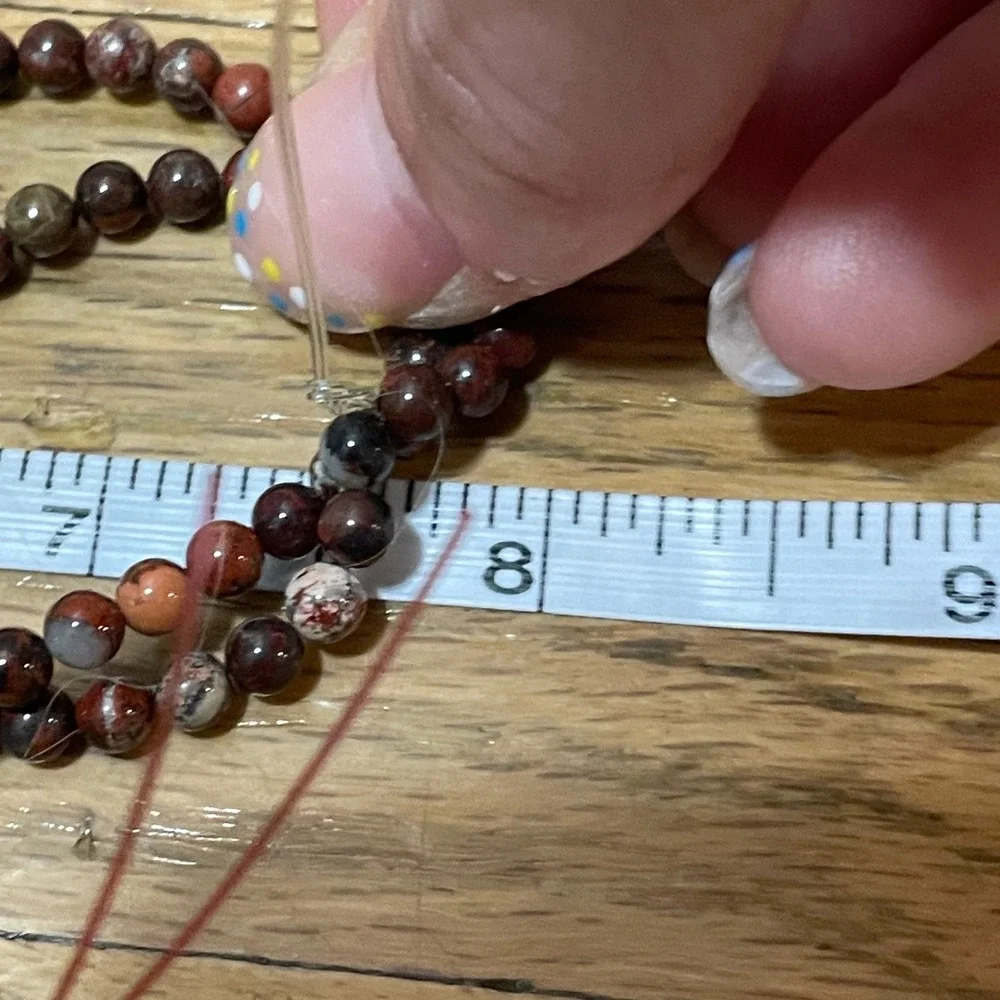 Natural Poppy Jasper Loose Round Beads Red Brown Brecciated Gemstone 2 Strands